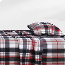 Bibb Home - Printed Flannel 4 Piece Sheet Set - French Plaid