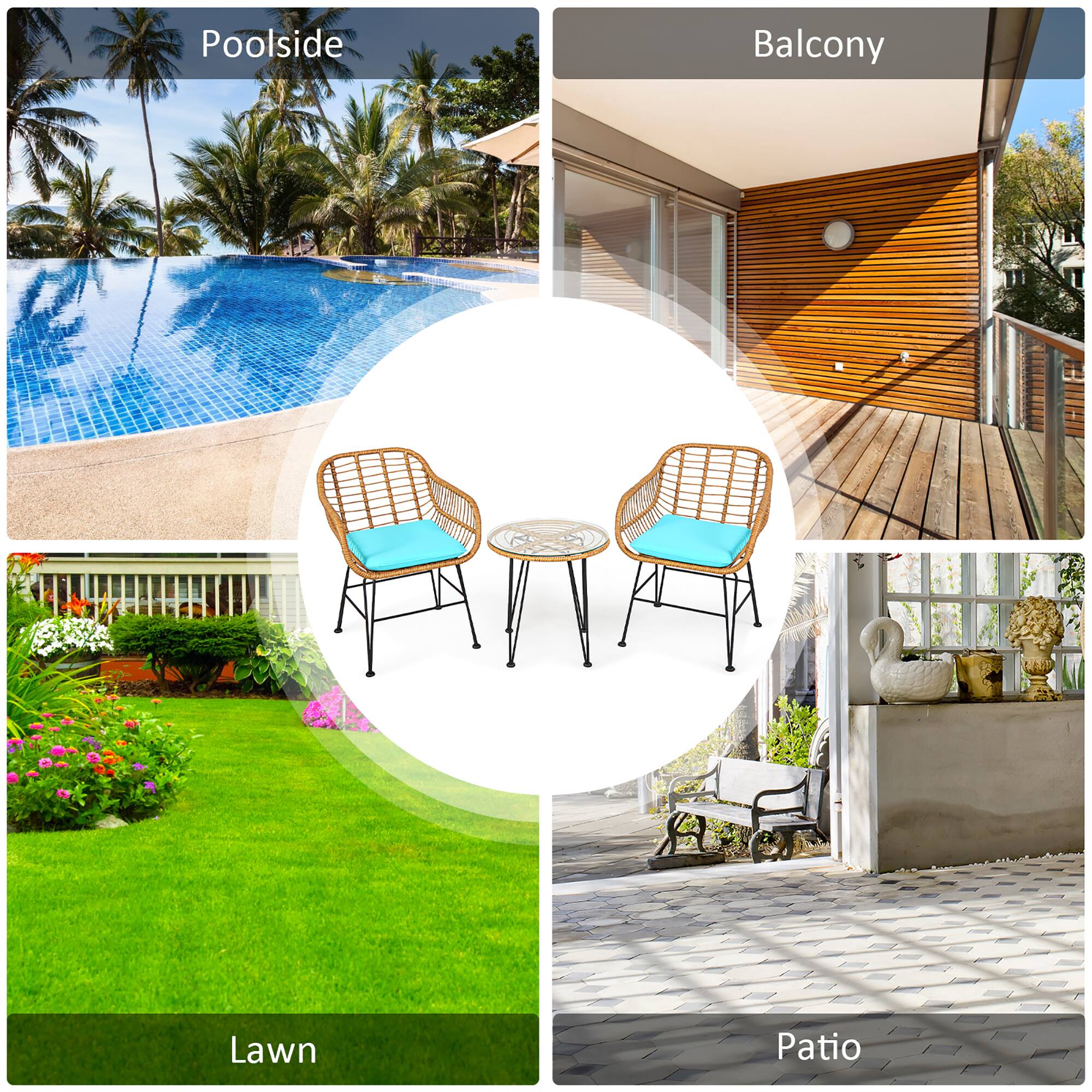 Poolside, Balcony, Lawn, Patio
