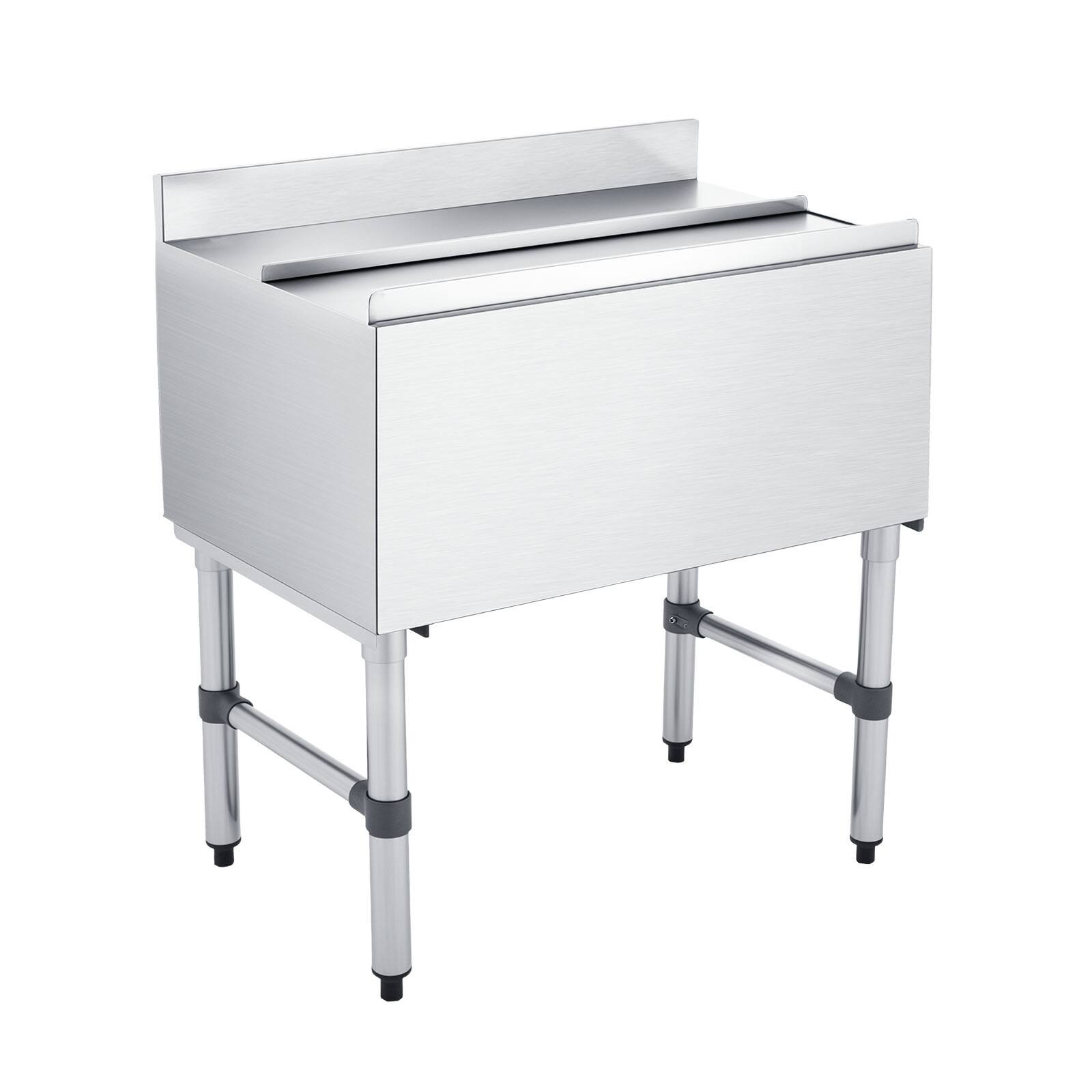 Alt View 5. VEVOR - Commercial Ice Bin, 100.7 Qt Max Capacity, 36 x 19 x 33 Inch Stainless Steel Ice Chest with Sliding Lid and Bottle - Silver.