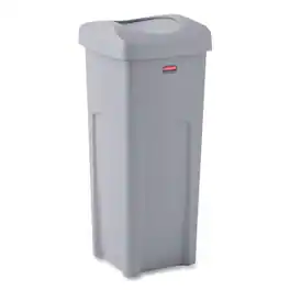 RubberMaid - Universal Square Trash Can with Swing Lid, 23 gal, Plastic, Gray