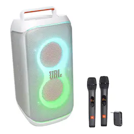 JBL - PartyBox Club 120 Portable Party Speaker with Wireless Two Microphone System - White