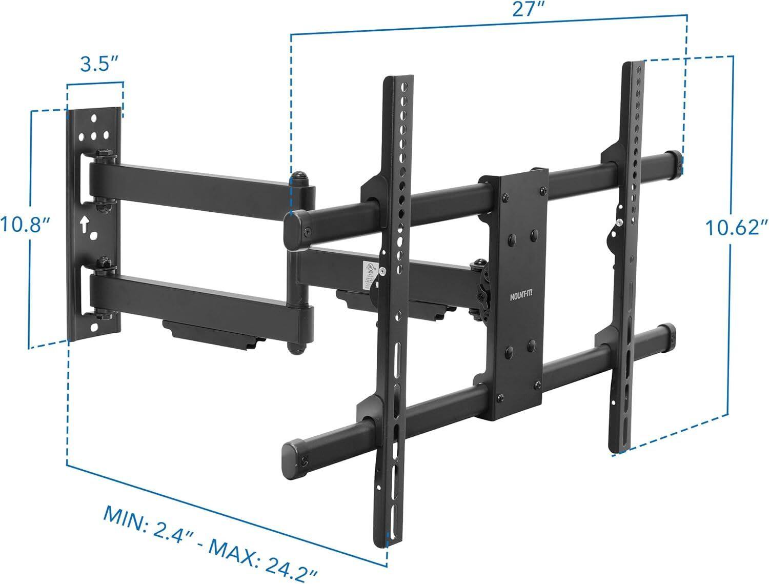 27"  
3.5"  
10.8"  
10.62"  
MIN: 2.4"  
MAX: 24.2"