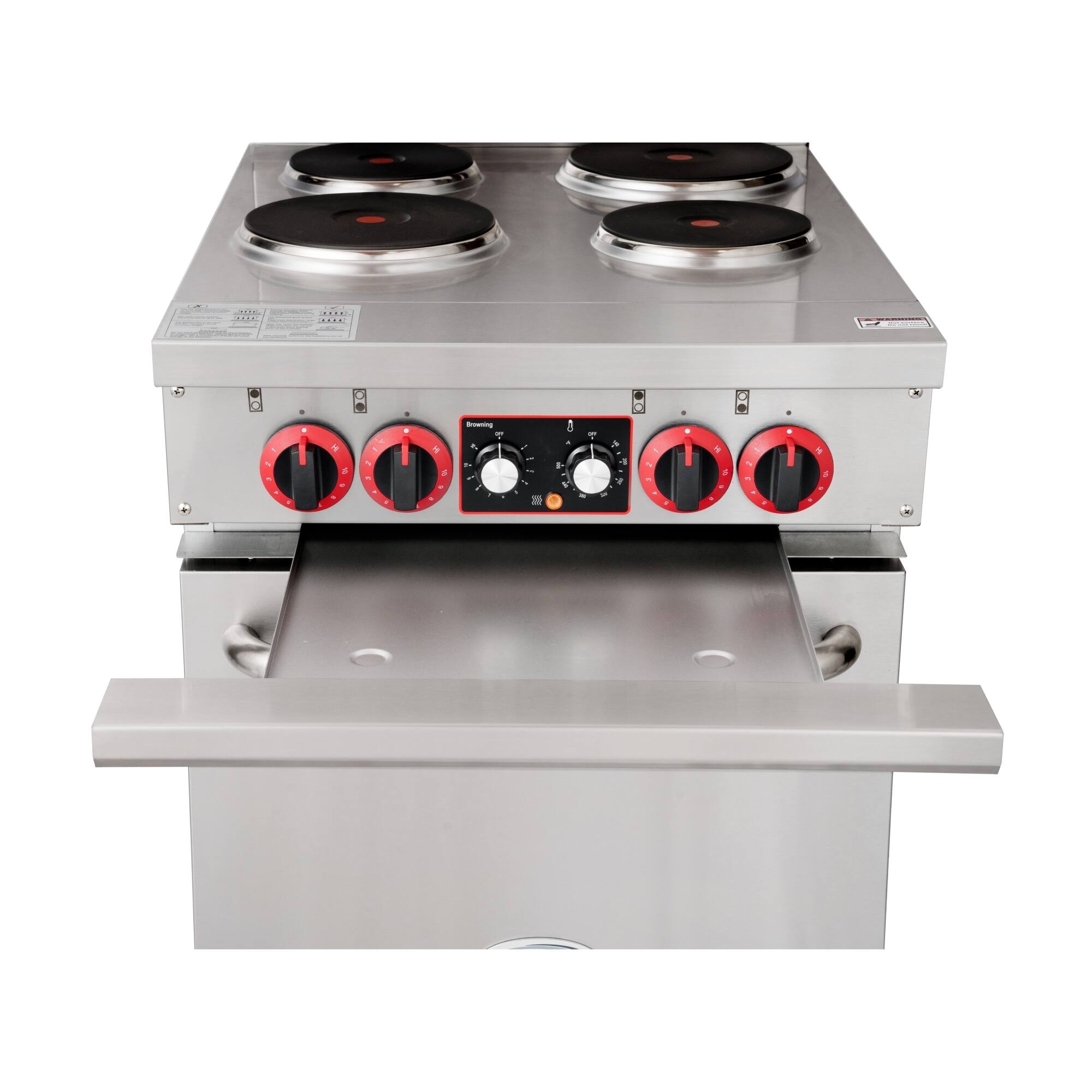 Alt View 3. Koolmore - 24 In. Commercial Electric Range with 4 Burners and 1 Standard Electric Oven in Stainless Steel - 208V 3 Phase - Stainless-Steel.