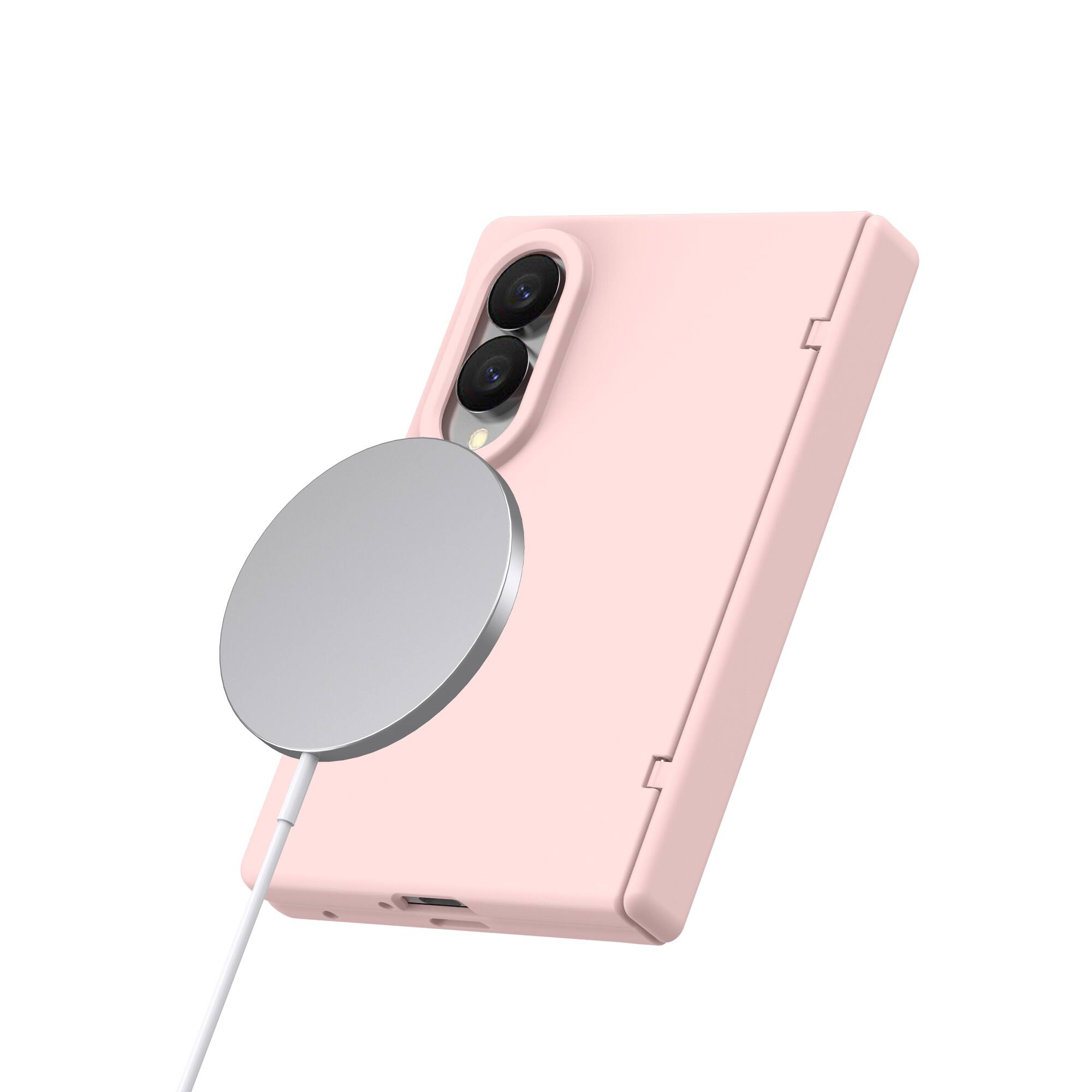 Angle. Dteck - Magnetic for Samsung Galaxy Z Fold8 Case with Screen Protector, Compatible with MagSafe, Full Body Hinge Protection - Pink.