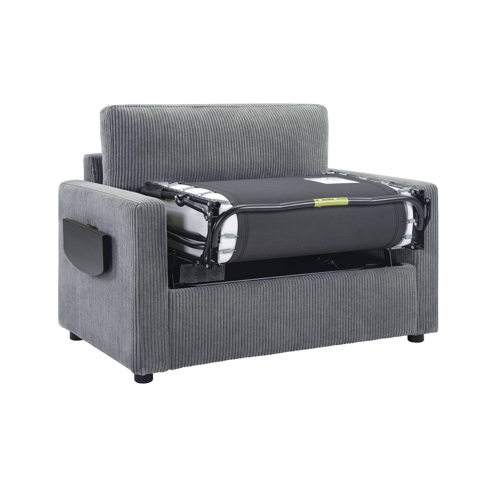 Alt View 9. Tiramisubest - Twin Size Sofa Bed Loveseat Sofa with Foldable Mattress,Side Table,Storage Pocket and USB Ports for Living Room,Gray - Gray.