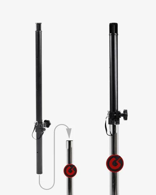 Left. Gibraltar Hardware - Elevate Speaker Mounts, Mounts Directly to Outer Legs, Eliminates Extra Speaker Stands, Drum Accessory and Parts.