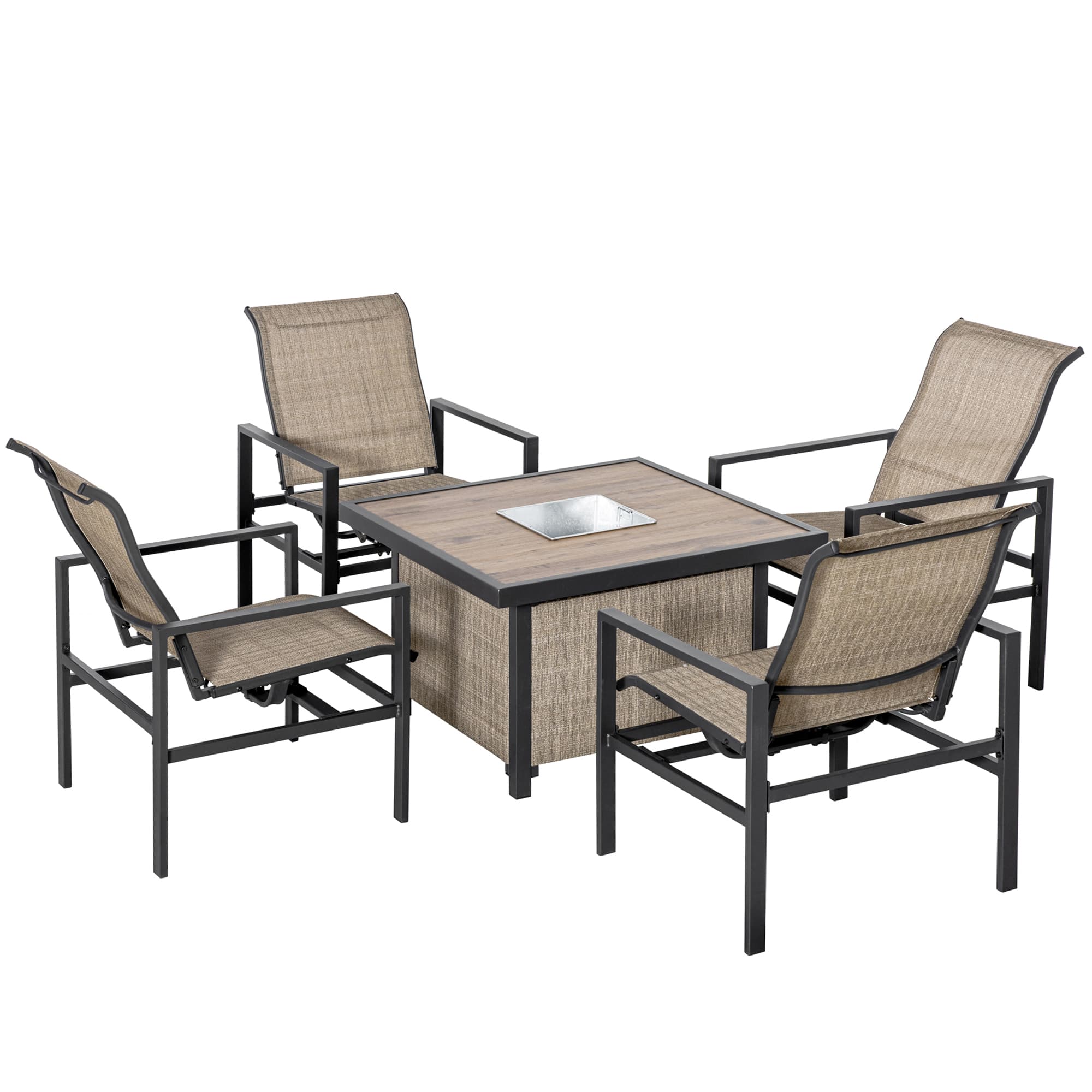 Outsunny - Piece Garden Patio Dining Set, Dinner Table with Built-in Ice Bucket Insert - Beige