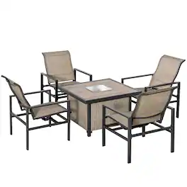 Outsunny - Piece Garden Patio Dining Set, Dinner Table with Built-in Ice Bucket Insert - Beige