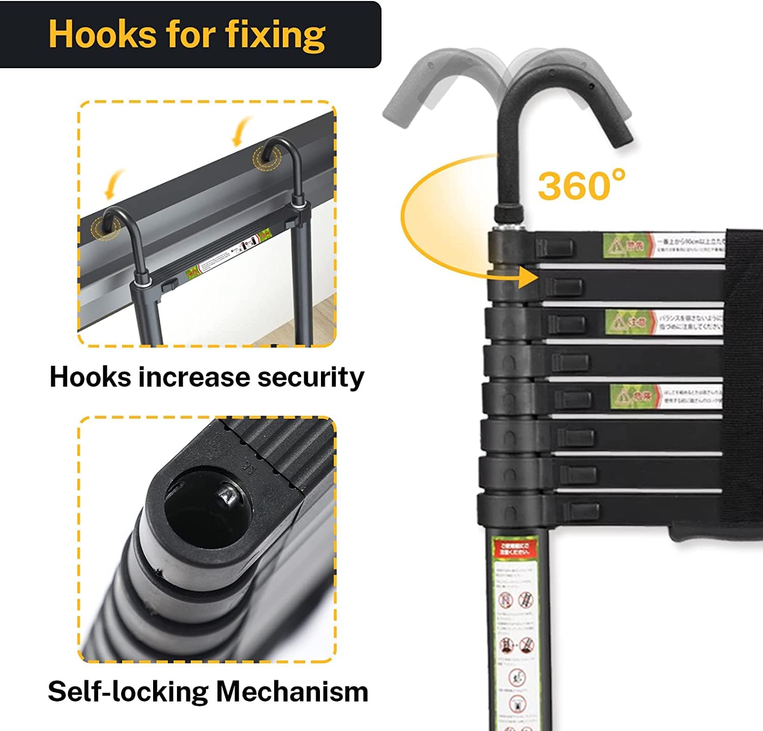 Hooks for fixing  
Hooks increase security  
Self-locking Mechanism