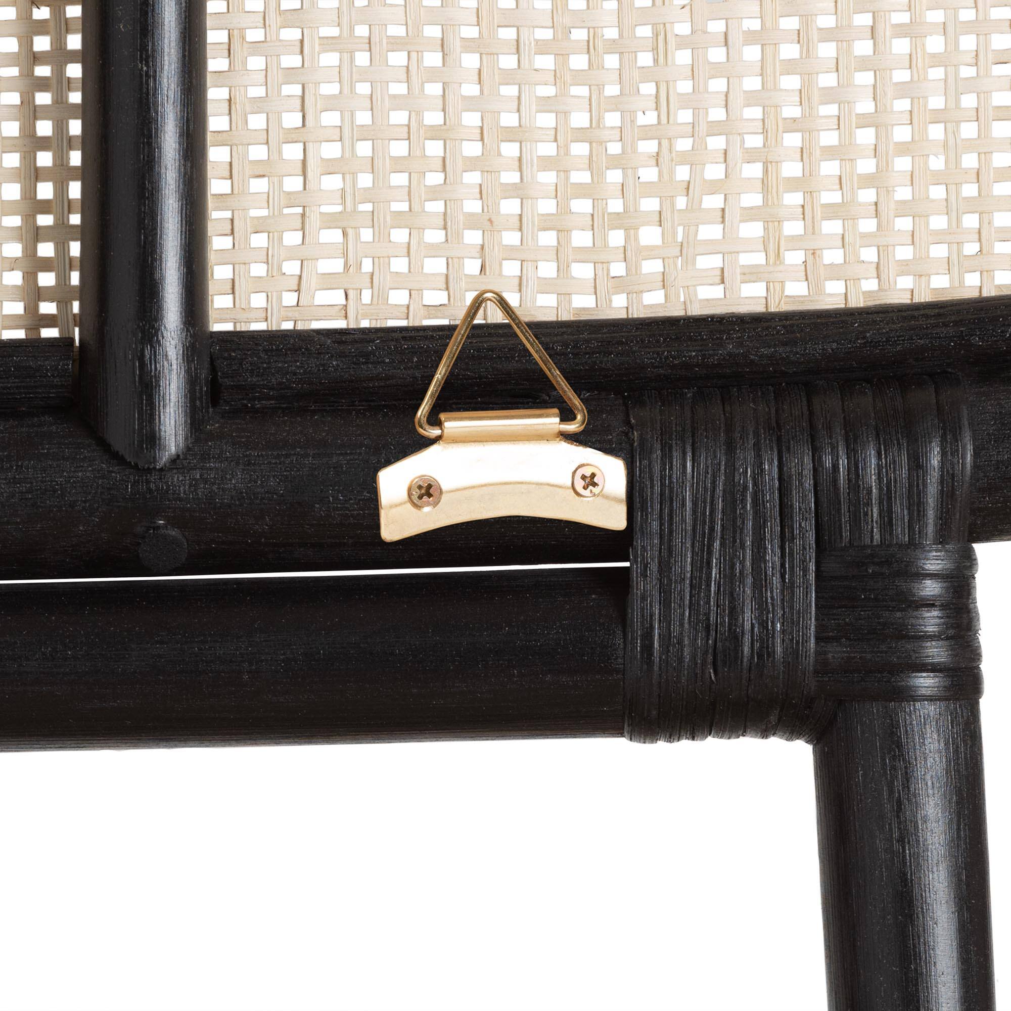 Back. bali & pari - Reegan Modern Bohemian Rattan Queen Size Standalone Headboard - Black/Natural Brown.