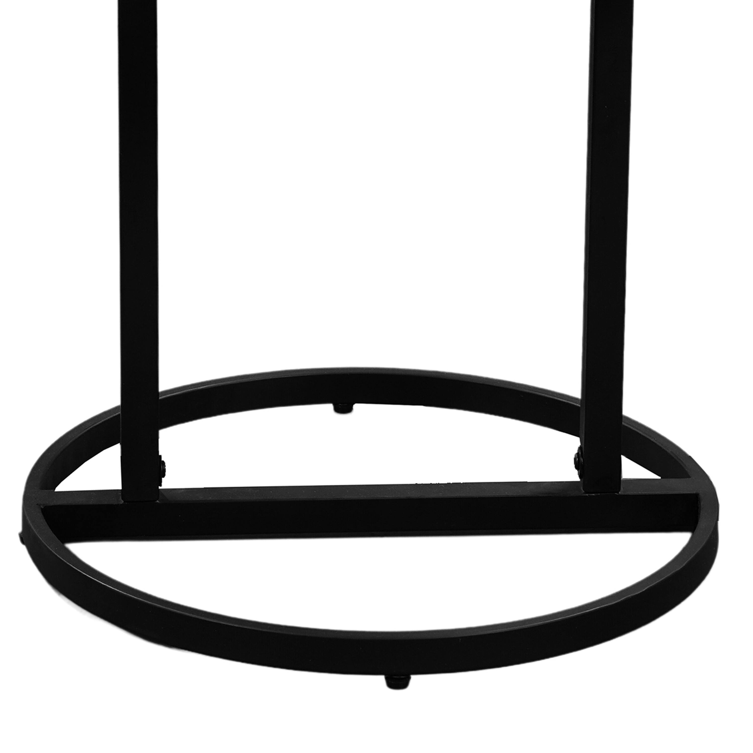 Alt View 4. Manhattan Lane - Beri 18 Inch Side End Table, Round White Natural Marble Top, Classic Slim Black Iron Frame - Black, White.