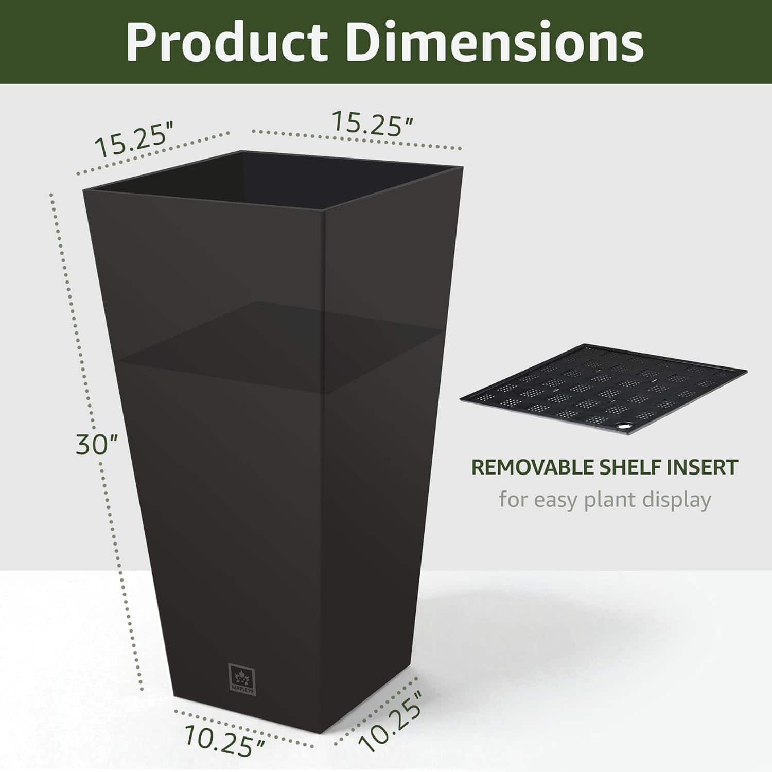 Maple99 30 Inch Tall Outdoor Planter – Large Modern Flower Pot