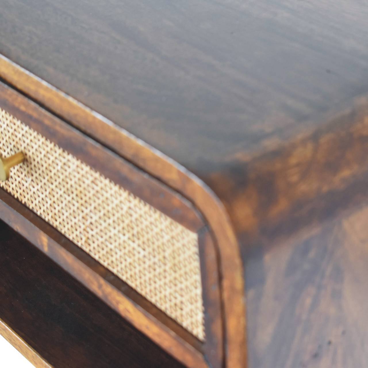 Alt View 4. Artisan Furniture - Artisan Furniture Solid Wood Chestnut Wall Mounted Woven Bedside, 1 Drawer, 1 Open Slot, Beige and Brown - Chestnut.