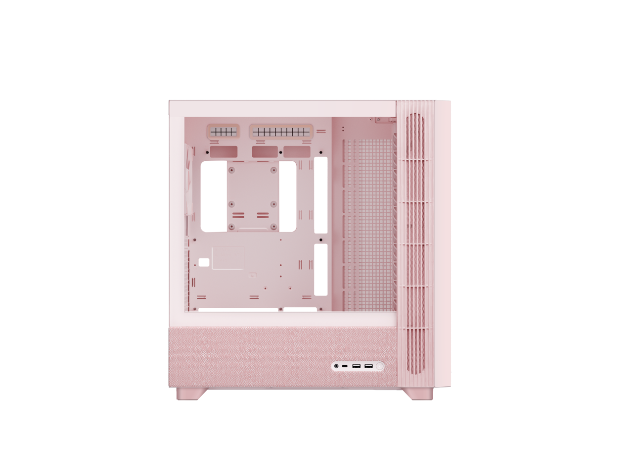 Alt View 2. TRYX - TRYX FLOVA Pink Mid-Tower ATX Case with Fabric, Tempered Glass, 360mm Radiator Support, USB Type-C 3.2 Gen 2x2 - Pink.