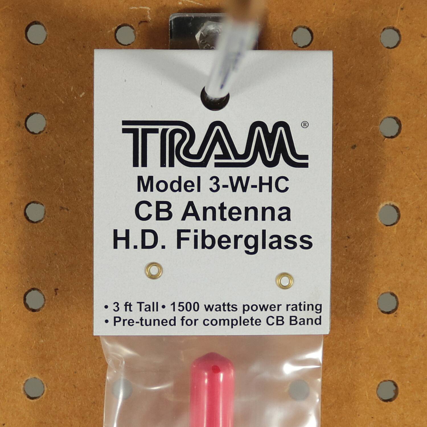 TRAM  
Model 3-W-HC  
CB Antenna  
H.D. Fiberglass  

- 3 ft Tall  
- 1500 watts power rating  
- Pre-tuned for complete CB Band