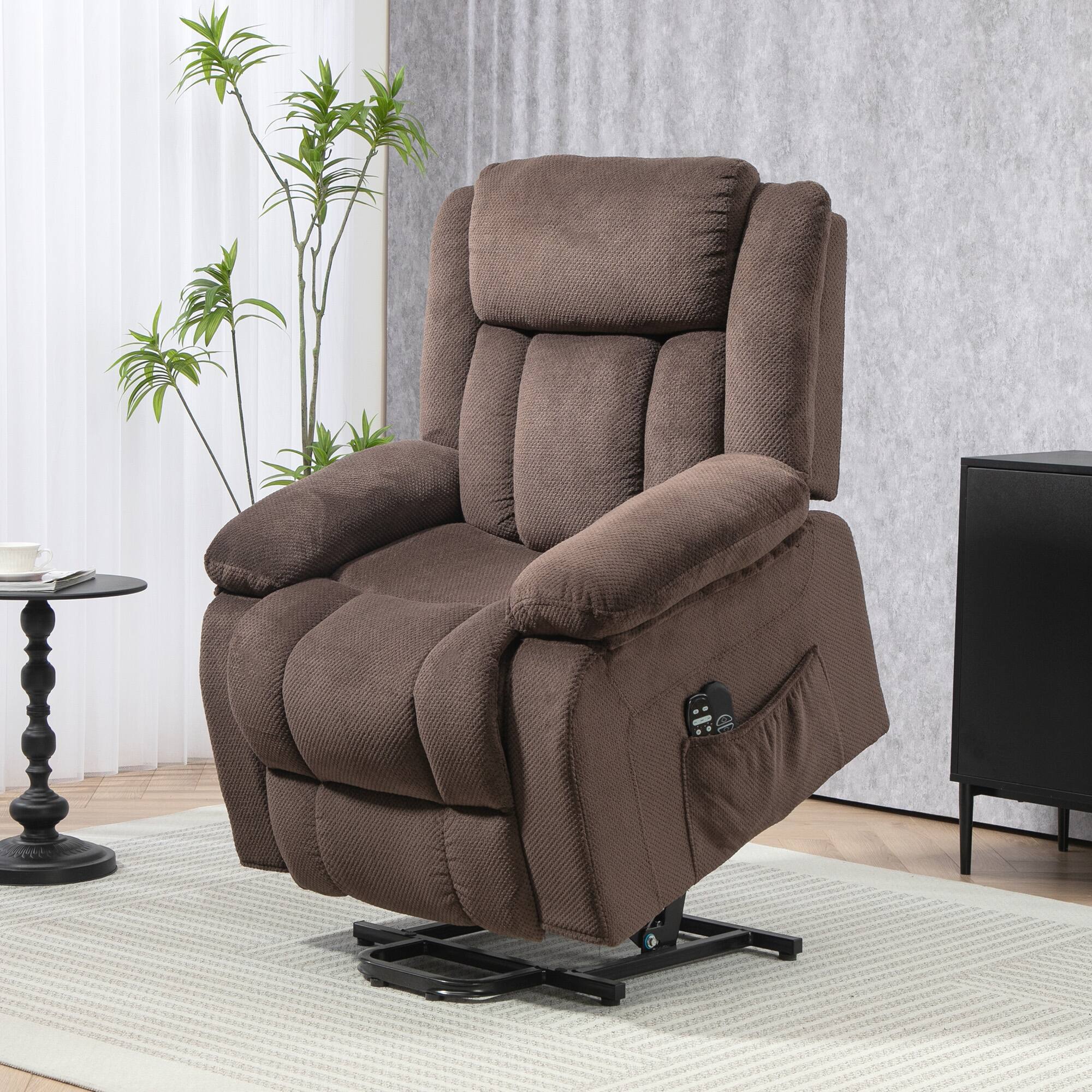 Alt View 1. Homcom - Elderly Recliner w/ Lift, Heat & Massage | Remote+USB+Pockets - Brown.