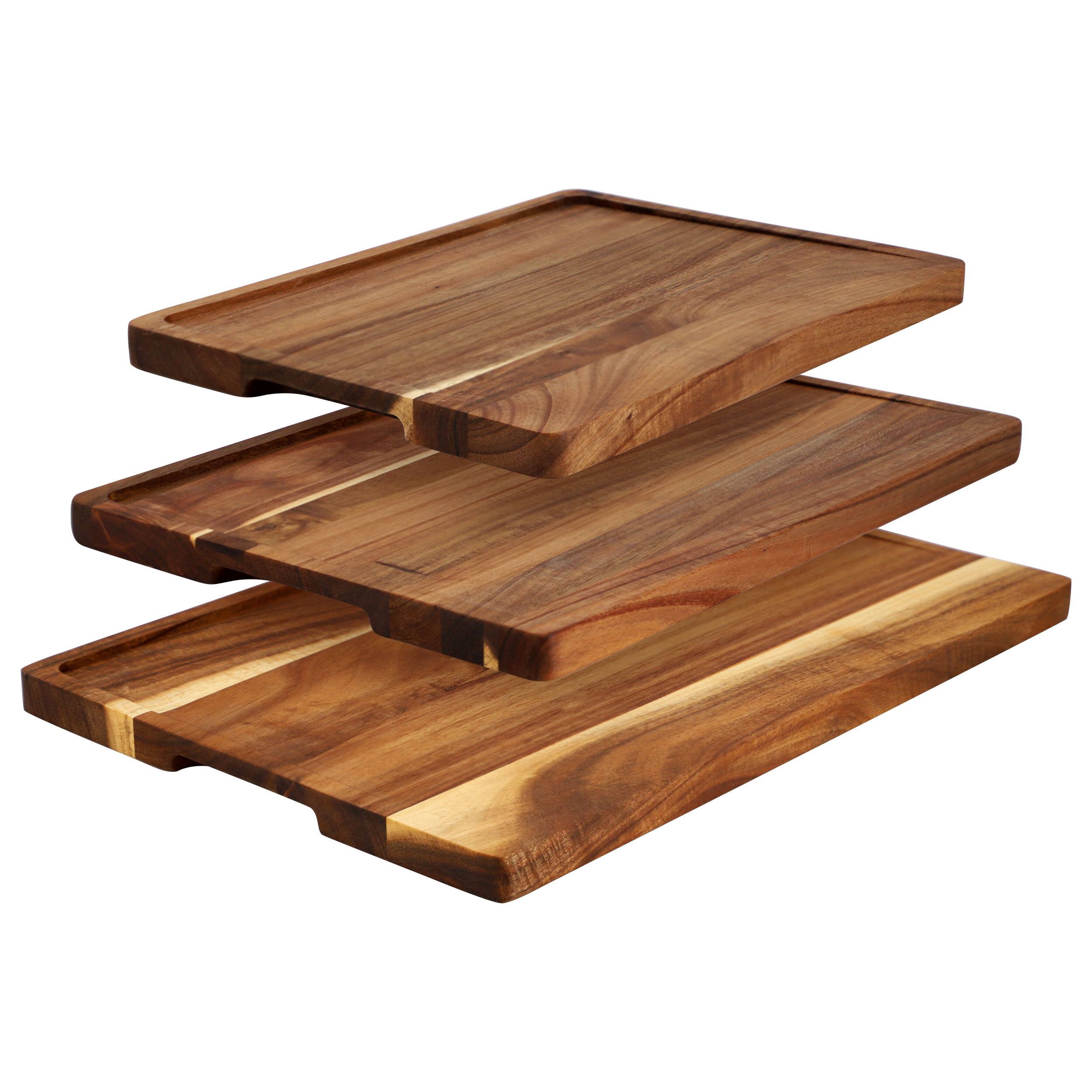Alt View 2. MegaChef - MegaChef 3 Piece Acacia Wood Cutting Board Set with Base - Brown.