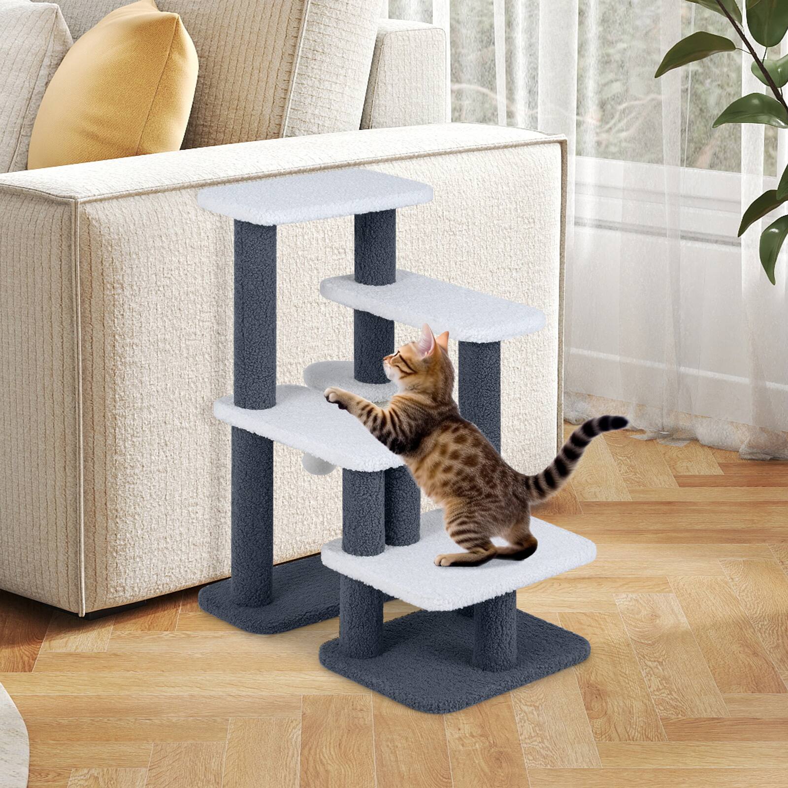 Alt View 3. Gymax - Gymax 2-in-1 Cat Tree Tower Pet Steps w/ Scratching Posts Hanging Toy Ball Perch - GYM19080.