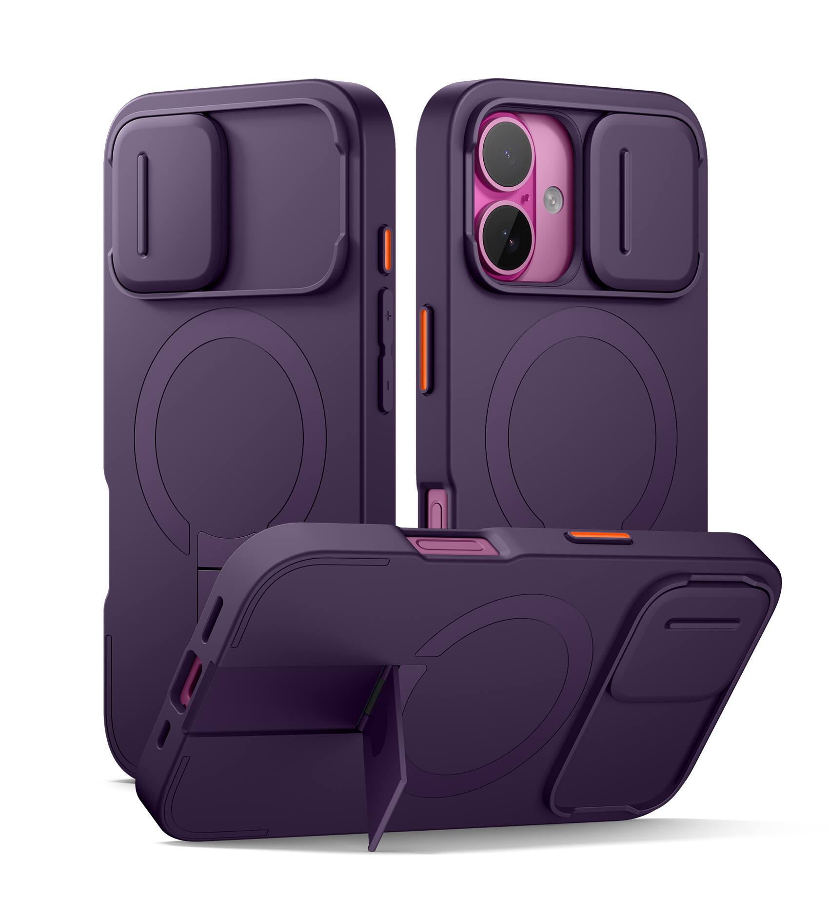 SURITCH - Bumper Case for iPhone 16 with Camera Slide Cover Compatible with MagSafe, Kickstand, Shockproof Slim Protective Cover - Dark Purple price history on PriceWatchPro