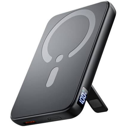 Front. Trigiz - Magnetic Power Bank, 12,000mAh Portable Charger with 20W USB-C Fast Charging for iPhone 13-17 Series - Black.