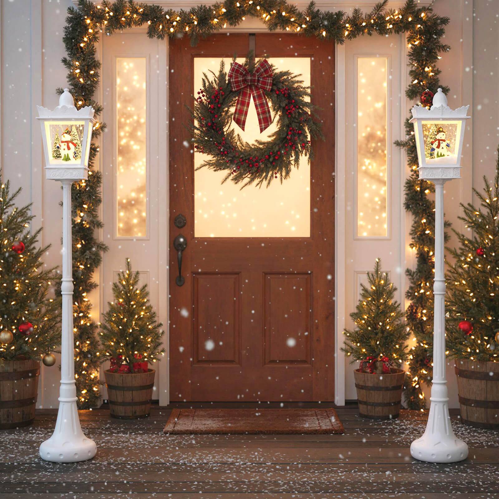 Alt View 1. Costway - Costway 8 ft Christmas Streetlight with Warm White LED Lights Snowy Effects Santa Scene - White.