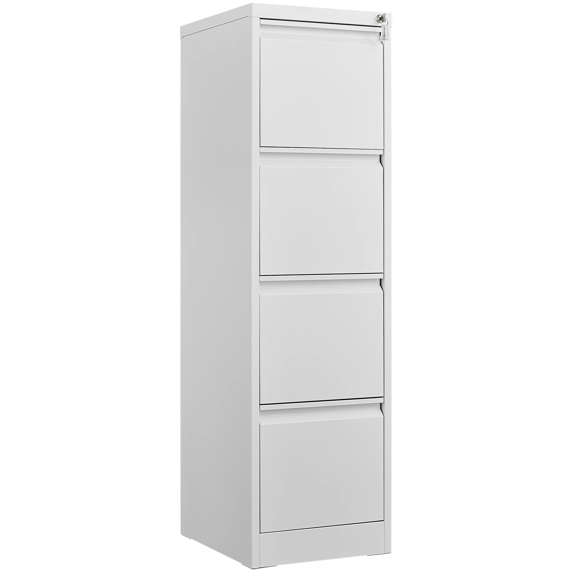 Front. Dexmalle - Dexmalle-4 Drawer Metal Vertical File Cabinet with Lock-White.