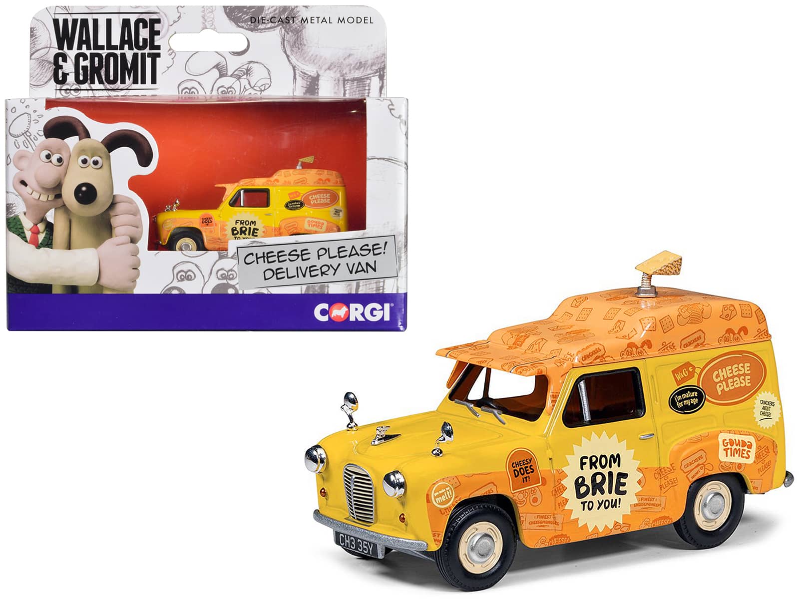 "Austin A35 Van RHD (Right Hand Drive) Yellow ""Cheese Please"" ""Wallace & Gromit"" Diecast Model Car by Corgi" price history on PriceWatchPro
