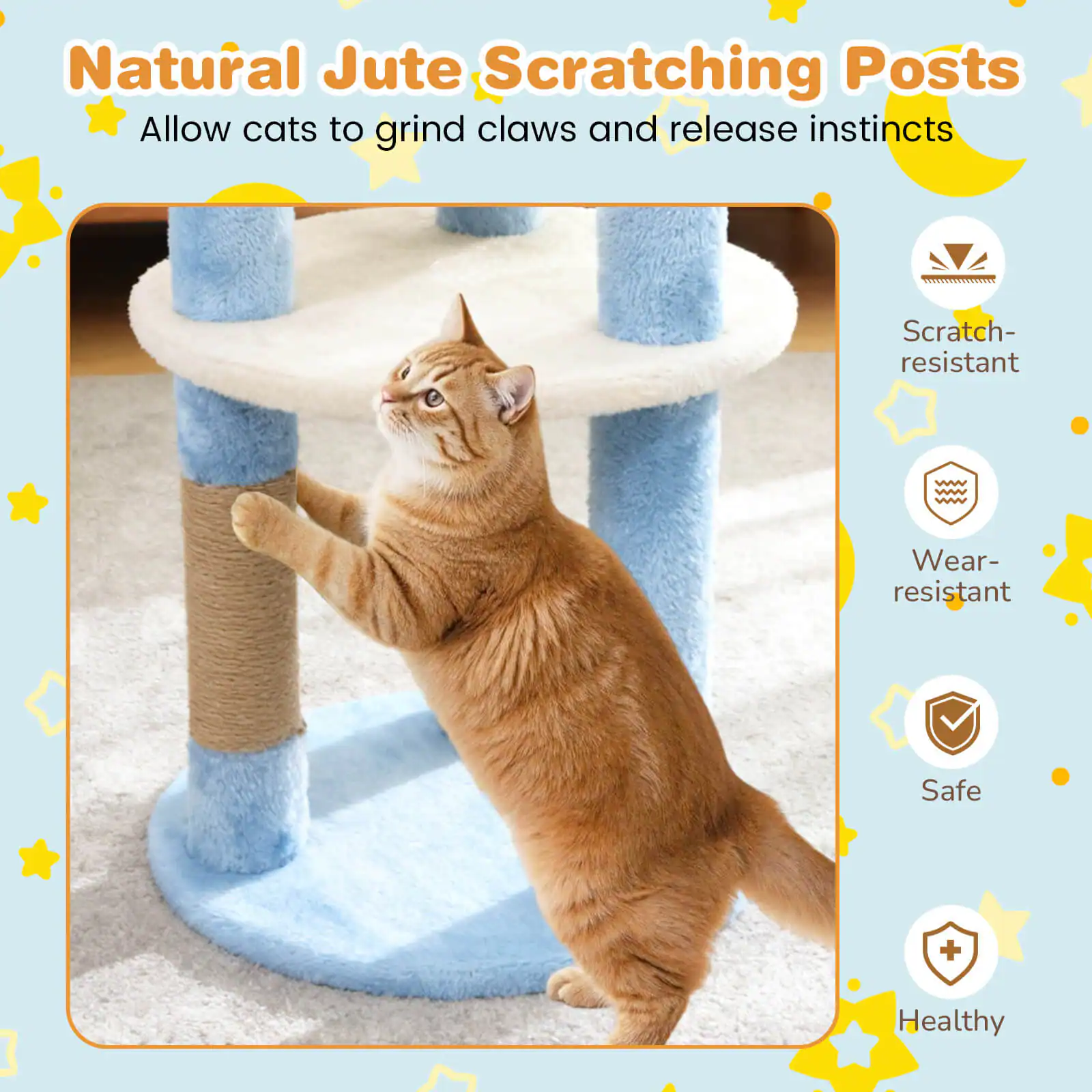 Natural Jute Scratching Posts  
Allow cats to grind claws and release instincts  

- Scratch-resistant  
- Wear-resistant  
- Safe  
- Healthy
