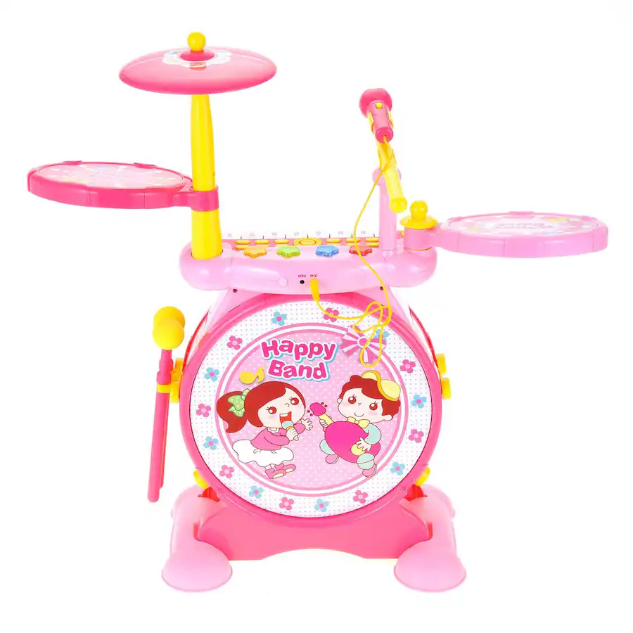 JuzToys 2 in 1 Electronic Drum Set for Kids – Keyboard Piano with Stool ...