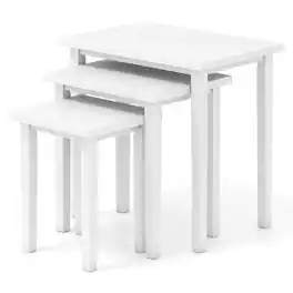 Gymax - 3 PCS Nesting End Tables Farmhouse Rectangle Side Table Set for Living Room - White