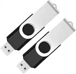 Core Tech - 2-Pack 64GB USB 2.0 Flash Drives – Swivel Design Thumb Drives for Storage & File Transfer – - Black