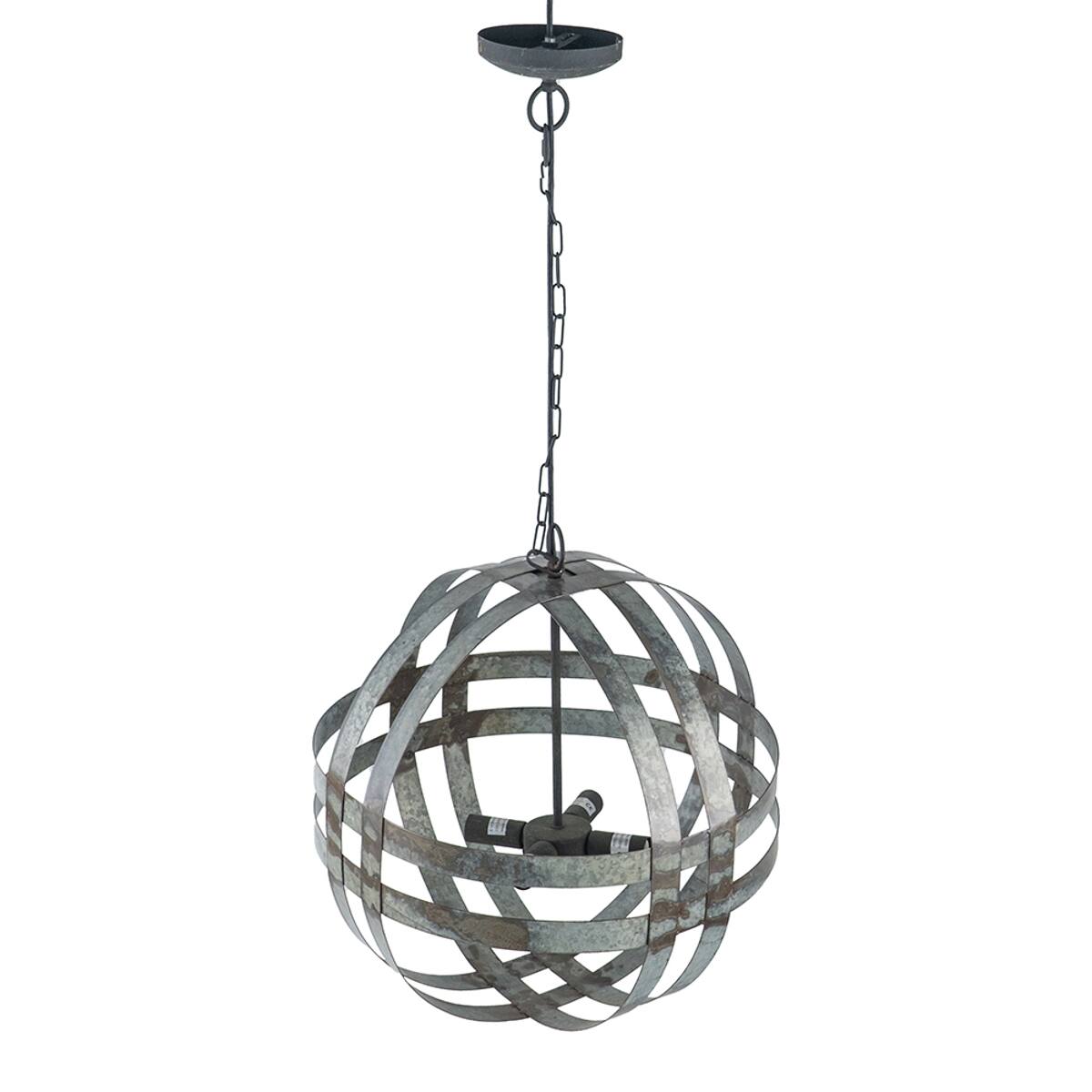 Alt View 2. Loheer - Loheer 4-Light Galvanized Steel Chandelier with Adjustable Chain, Antique Silver.