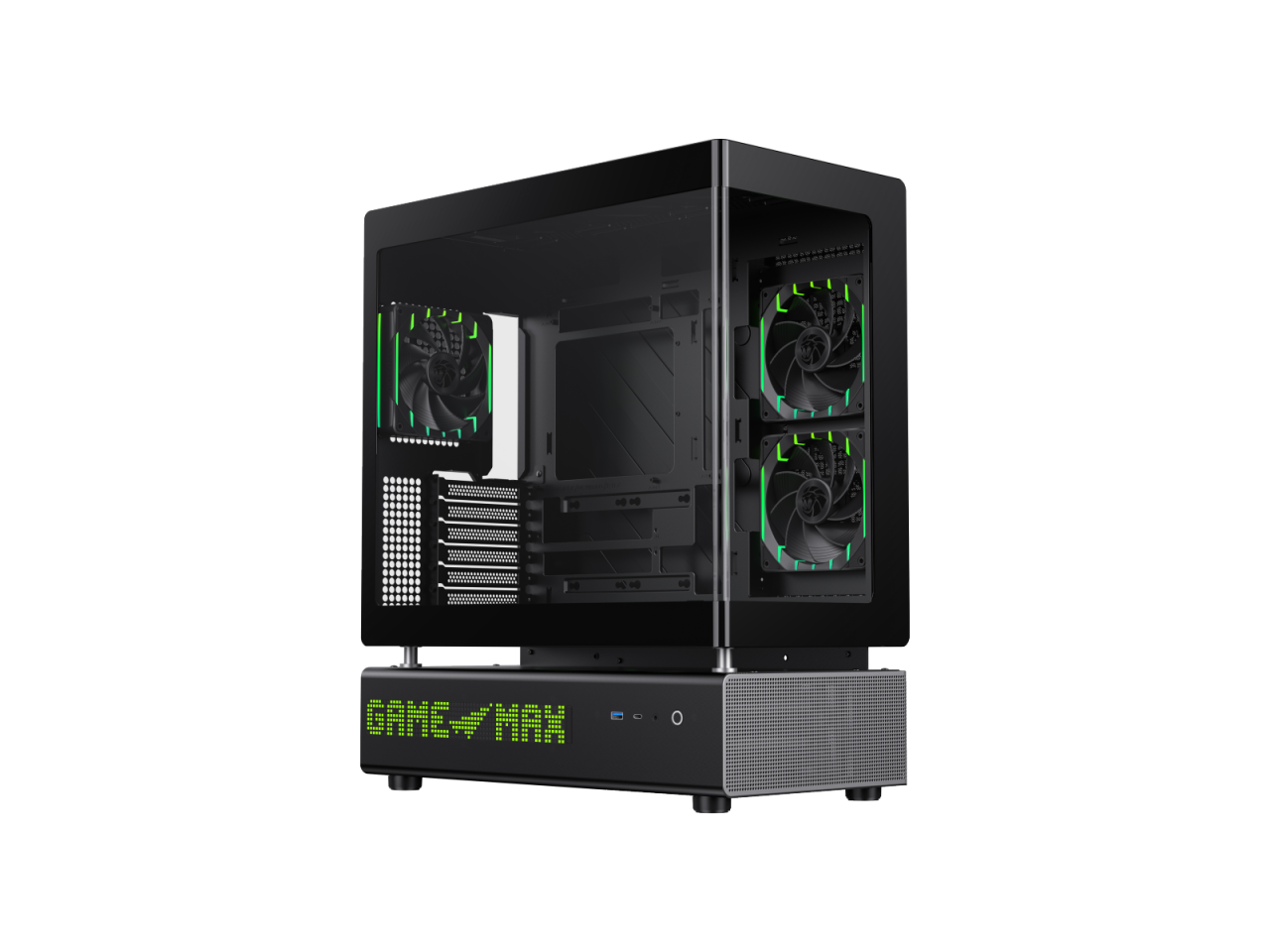 Alt View 1. GAMEMAX - GAMEMAX GAMEMAX N90 Modular Dual-Chamber PC Case N90 BG Black 270° Panoramic Curved Glass Panel ATX Mid Tower case - Black.