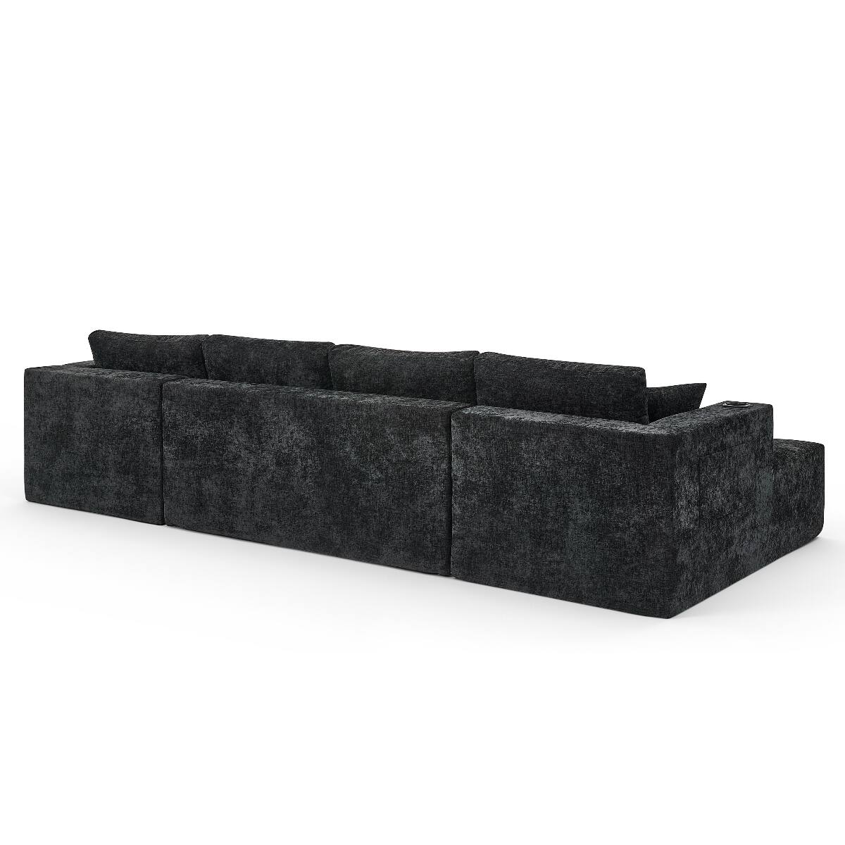 Alt View 8. Ropilly - Ropilly U Shaped Chenille Sectional Sofa, Cloud Style Upholstered Couch, Black Modular Sectional Couch - Black.