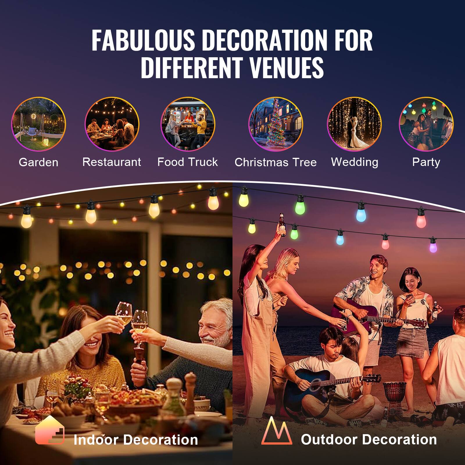 FABULOUS DECORATION FOR DIFFERENT VENUES

- Garden
- Restaurant
- Food Truck
- Christmas Tree
- Wedding
- Party

Indoor Decoration

Outdoor Decoration