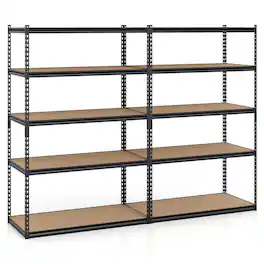 Costway - 2 PCS 72" H x 48" W x 24" D 5-Tier Garage Shelving Unit 2200 LBS Metal Shelves - Black