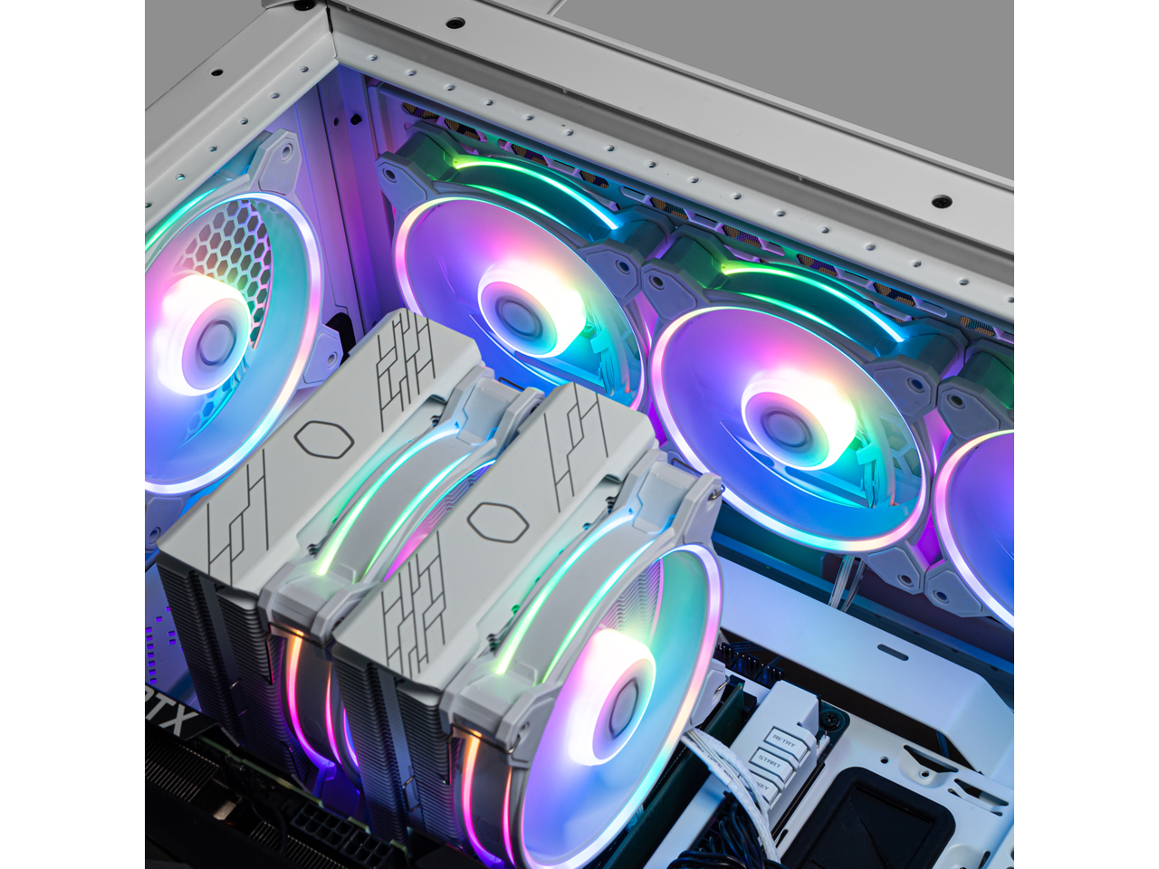 Alt View 9. Cooler Master - Cooler Master MasterFan MF140 Halo² White 140mm Fan, Dual Loop ARGB, PWM, Air Balance (MFL-B4DW-16NP2-R2) - White.