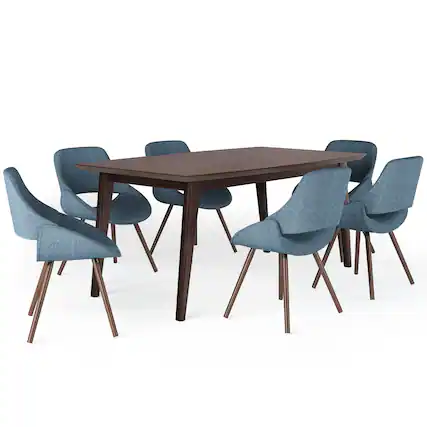 Front. Simpli Home - Malden / Draper 7-Piece Dining Set - Denim Blue.