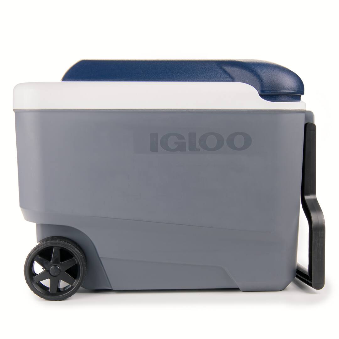 Alt View 5. Igloo - IGLOO MaxCold 40 Qt Rolling Cooler, Carbonite/Aegean Sea Blue - Carbonite/Aegean Sea Blue.