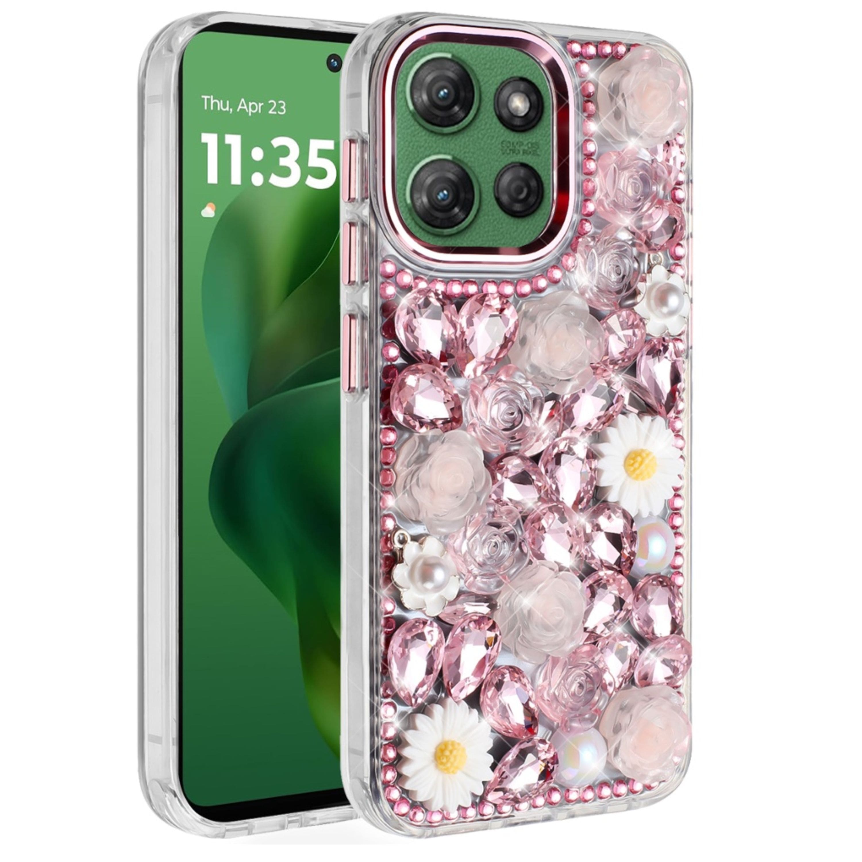 Kitcheniva - Luxurious 3D Jeweled Case With Tempered Glass For Moto G Power 2025 / 2026 - Pink price history on PriceWatchPro