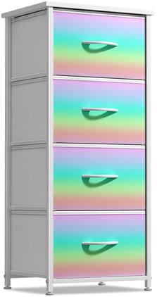 Sorbus - 4 Drawers Chest Nightstand - Storage for Closet, Home, College Dorm -Steel Frame, Wood Top, & Fabric Bins - Multicolor