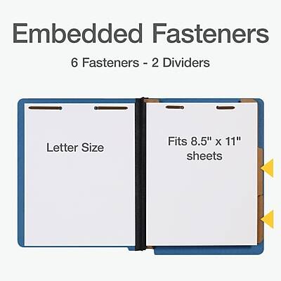 Embedded Fasteners  
6 Fasteners - 2 Dividers  
Letter Size  
Fits 8.5" x 11" sheets