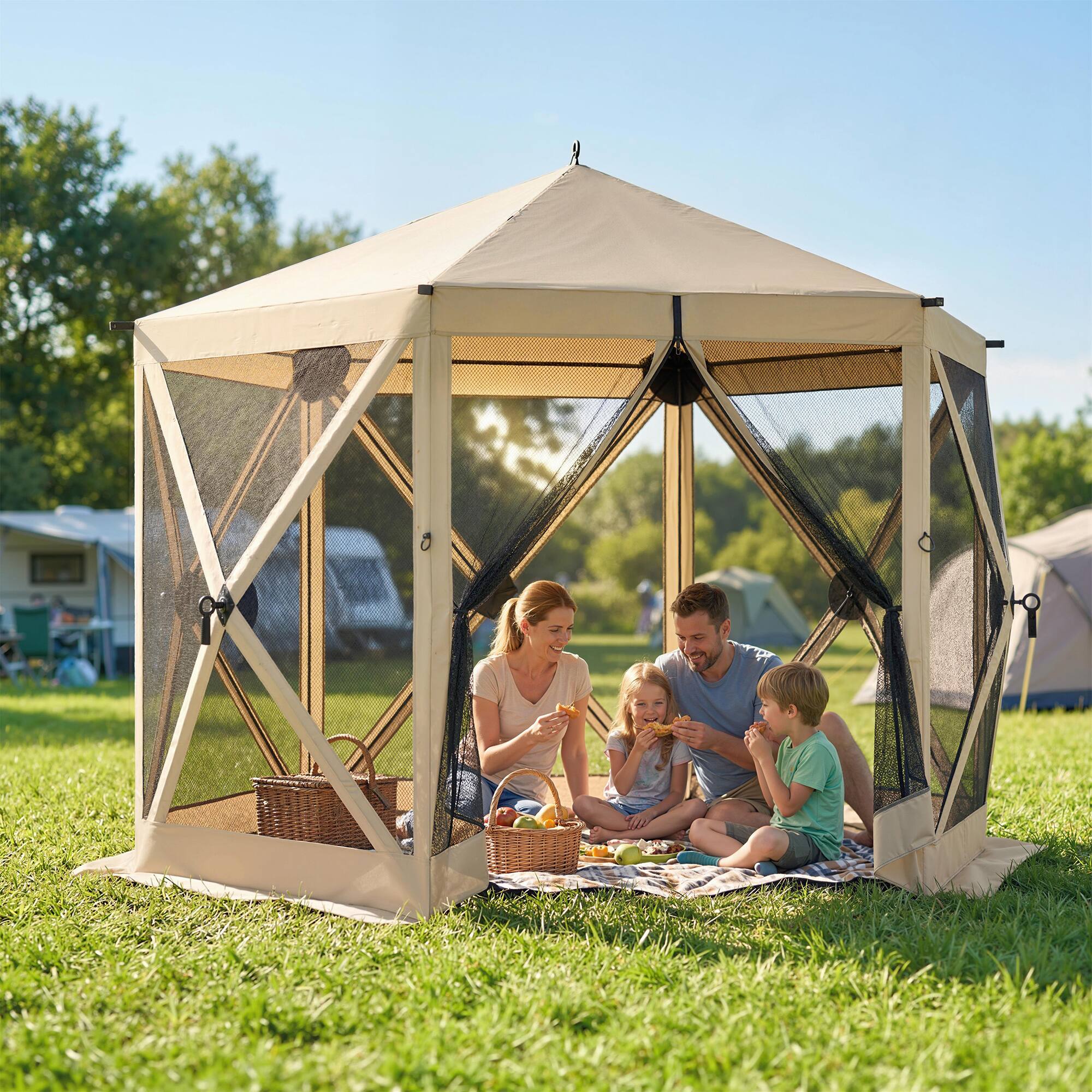 Alt View 1. Outsunny - x 11 ft Pop Up Gazebo Screen Tent, Portable Instant Camping Canopy Screen House with Nettings.