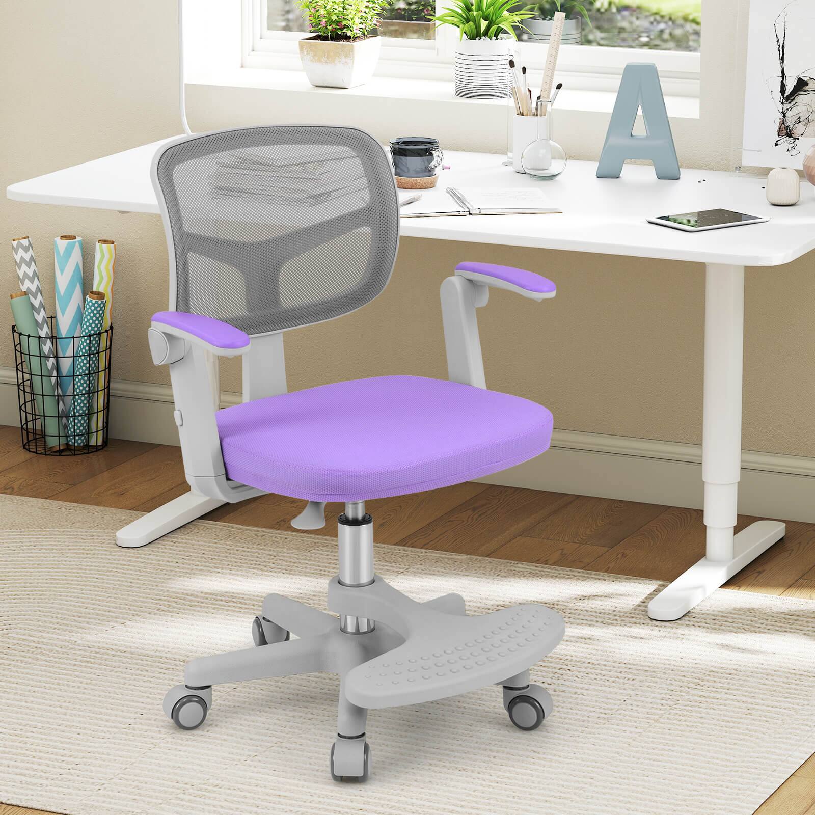Alt View 5. Costway - Costway Kids Desk Chair Children Study Chair with Adjustable Height, Armrest & Footrest - Purple.