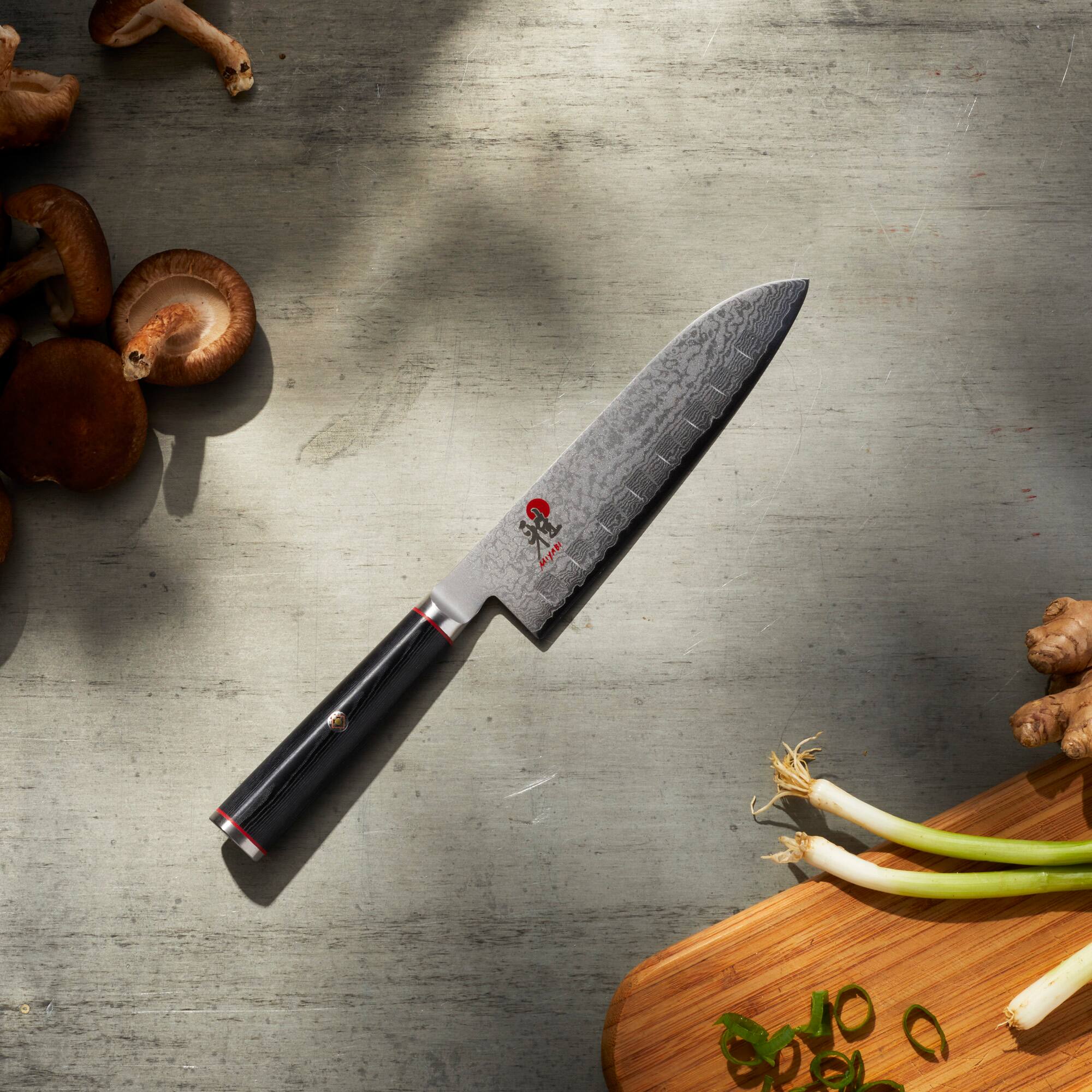 Alt View 1. Miyabi - Miyabi Kaizen 5.5-inch Hollow Edge Santoku Knife - Stainless Steel.