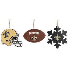 The Memory Company - New Orleans Saints Three-Pack Helmet, Football & Snowflake Ornament Set - Multicolor
