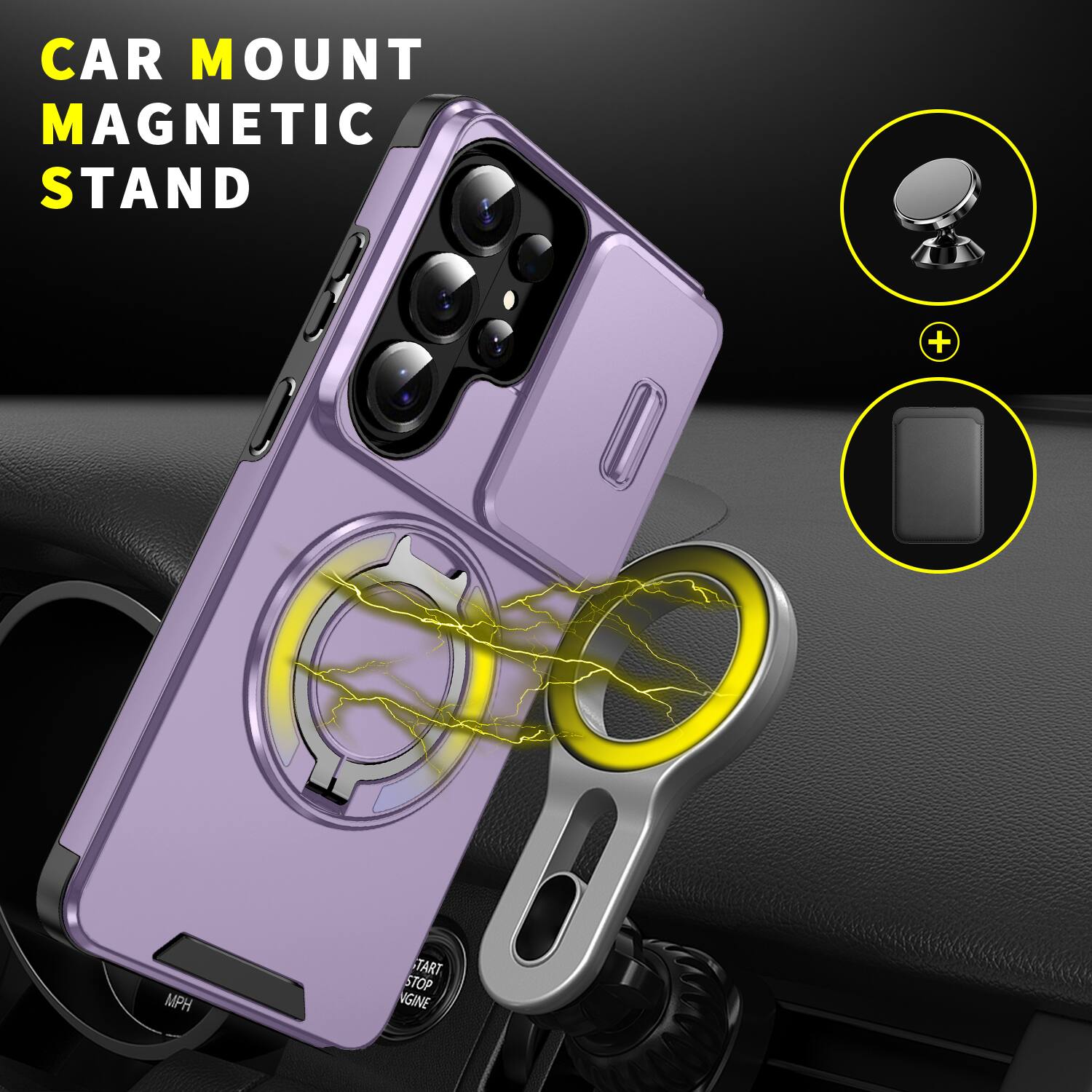 CAR MOUNT MAGNETIC STAND + MPH START STOP ENGINE