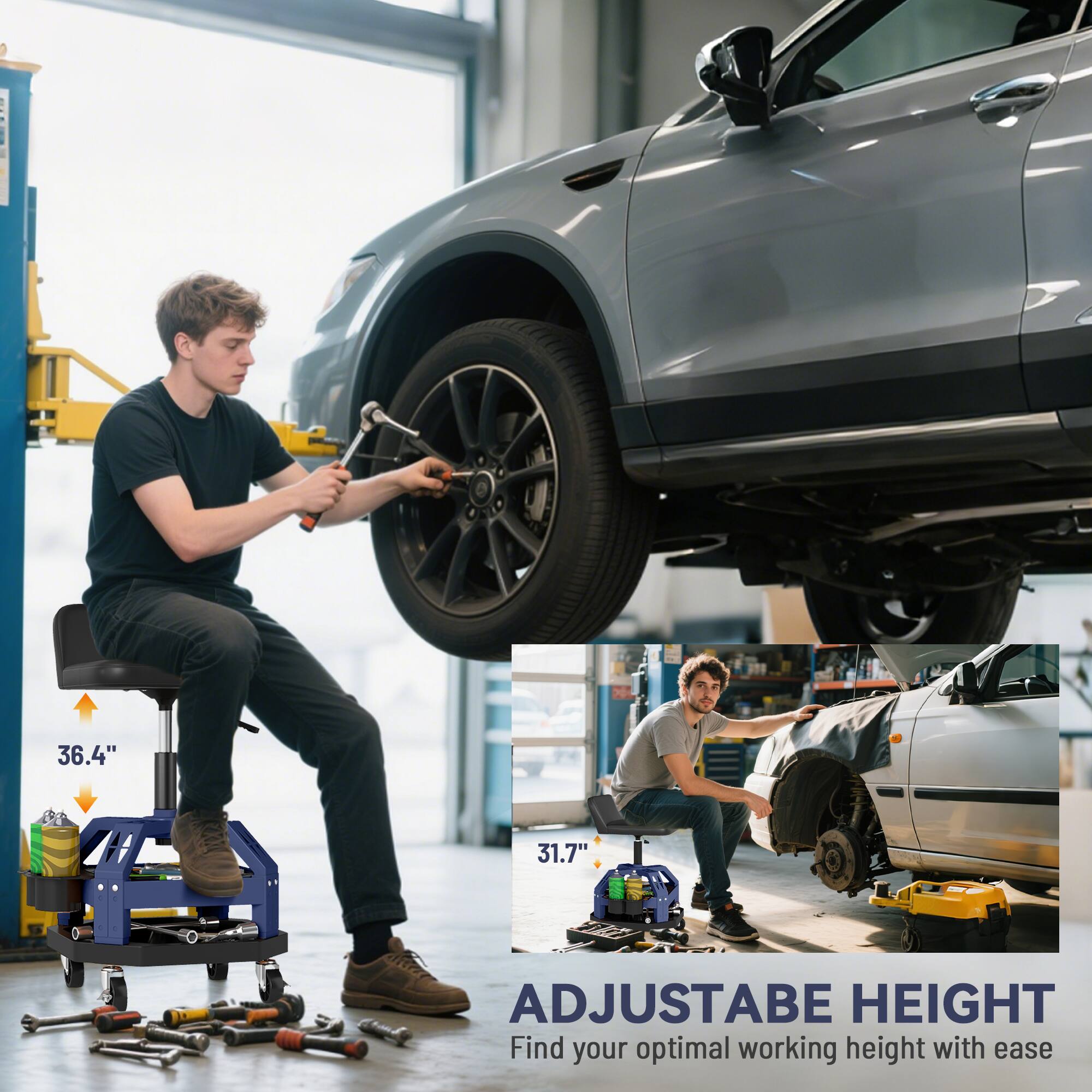 ADJUSTABE HEIGHT
36.4"
31.7"
Find your optimal working height with ease