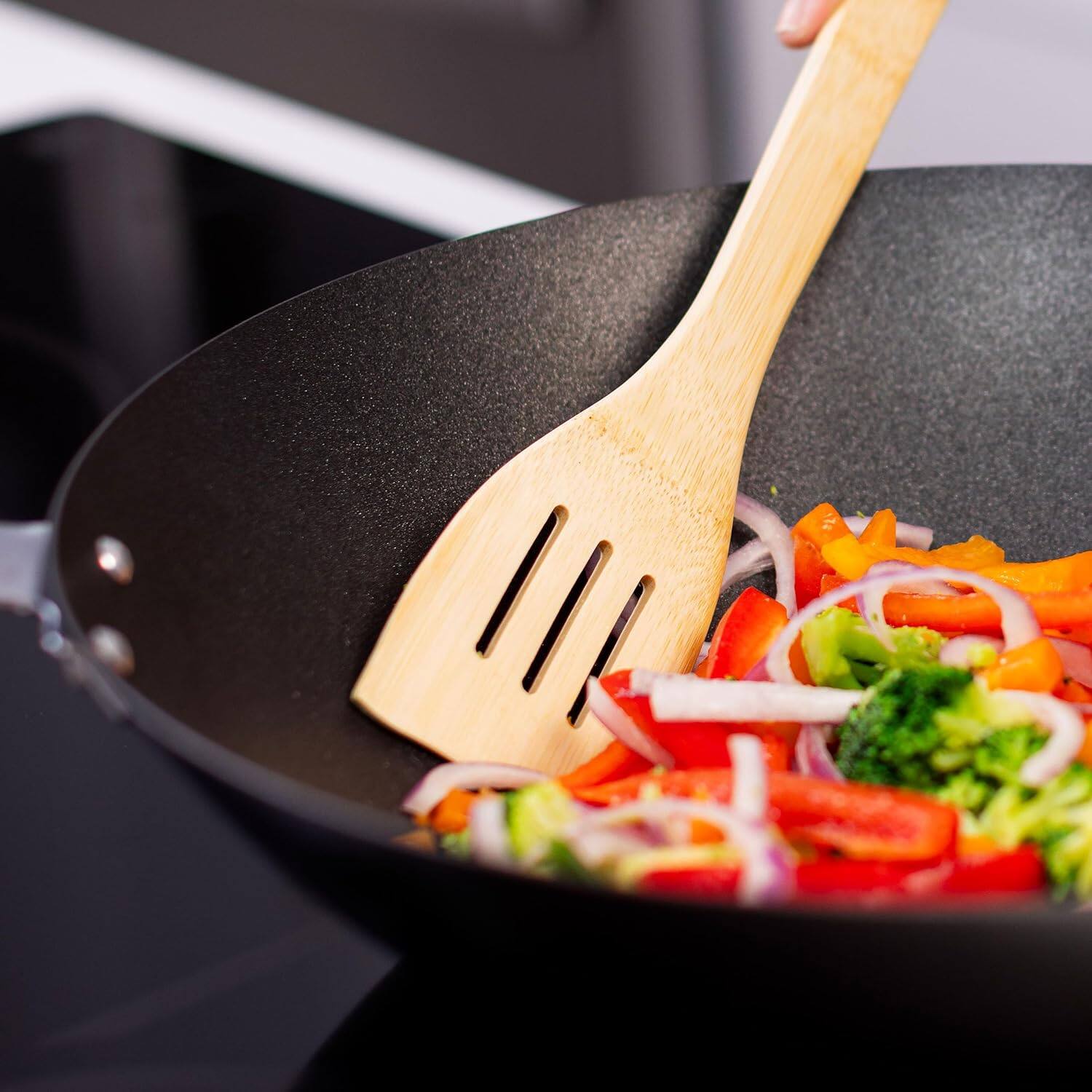 Alt View 3. Escali - Joyce Chen Burnished Bamboo Slotted Spatula, 13-Inch - Natural.