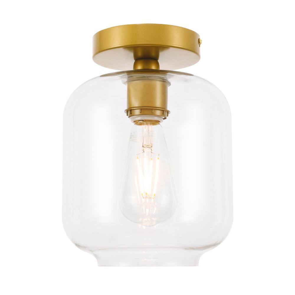Alt View 10. Living District - Collier 1 light Brass and Clear glass Flush mount - Brass And Clear Glass.